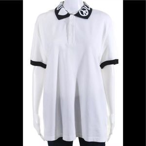 MOSCHINO Love White Long Polo Collar Peace Sign L